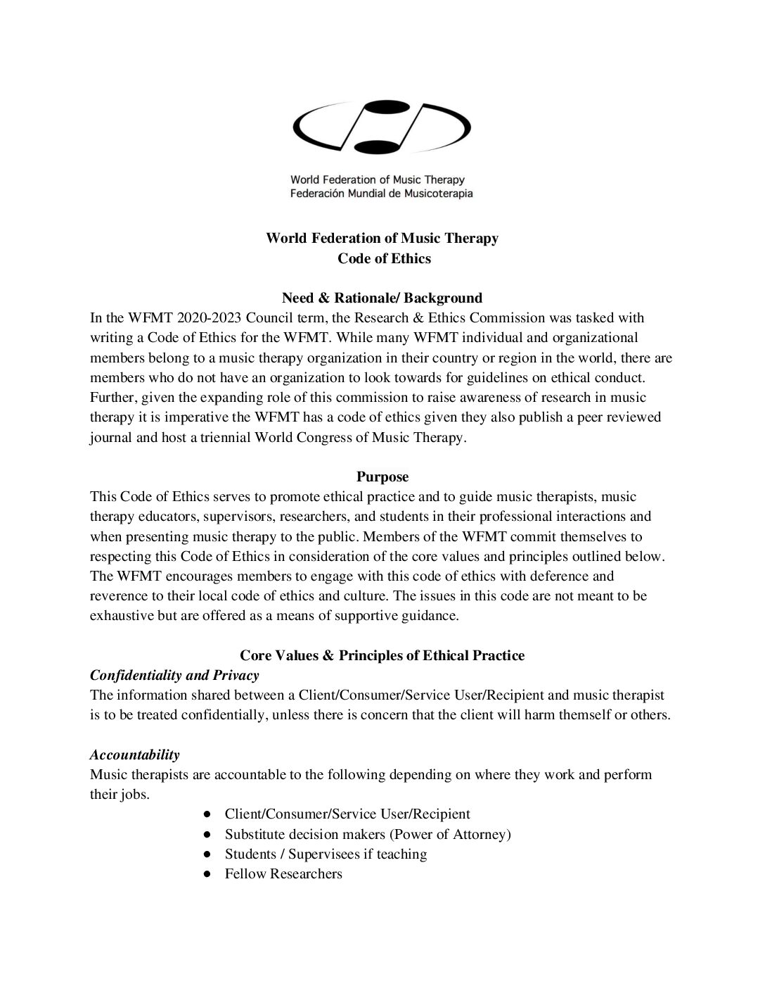 Código de Ética WFMT